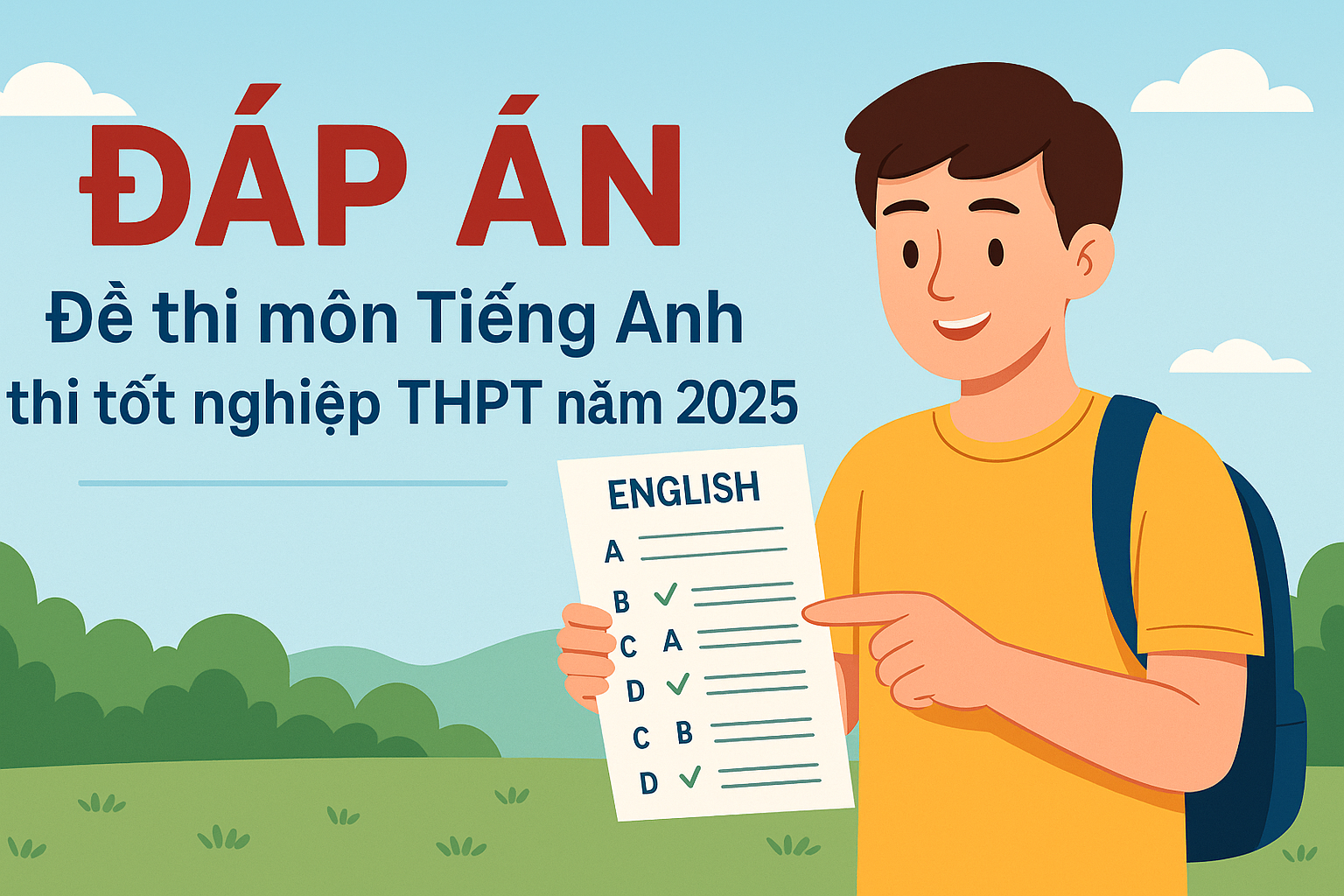 ĐÁP ÁN  - Đề thi môn Tiếng Anh thi tốt nghiệp THPT năm 2025 (Mã đề 1101 đến 1110)