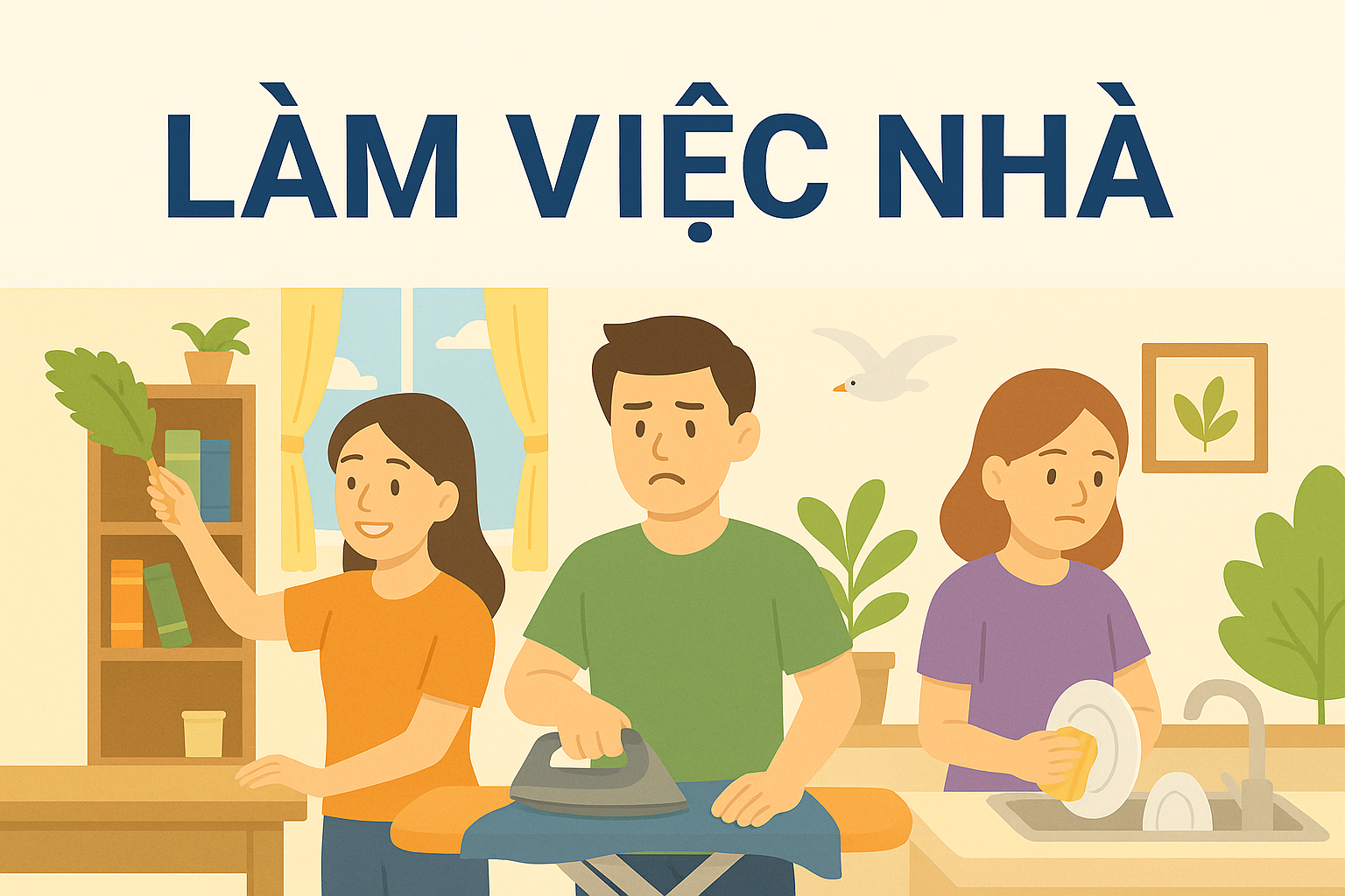 Chủ đề Làm việc nhà – Từ Vựng & Ngữ Pháp Cần Biết