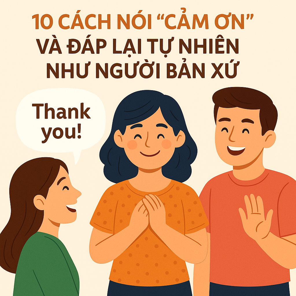 10 CÁCH NÓI “CẢM ƠN” VÀ ĐÁP LẠI TỰ NHIÊN NHƯ NGƯỜI BẢN XỨ
